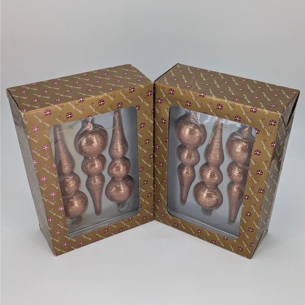 Set of 6 Glass Finial Ornaments Dillard's Trimmings VTG Gold Brass Bronze Decor